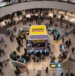 Aerial view of the noon activation in a mall